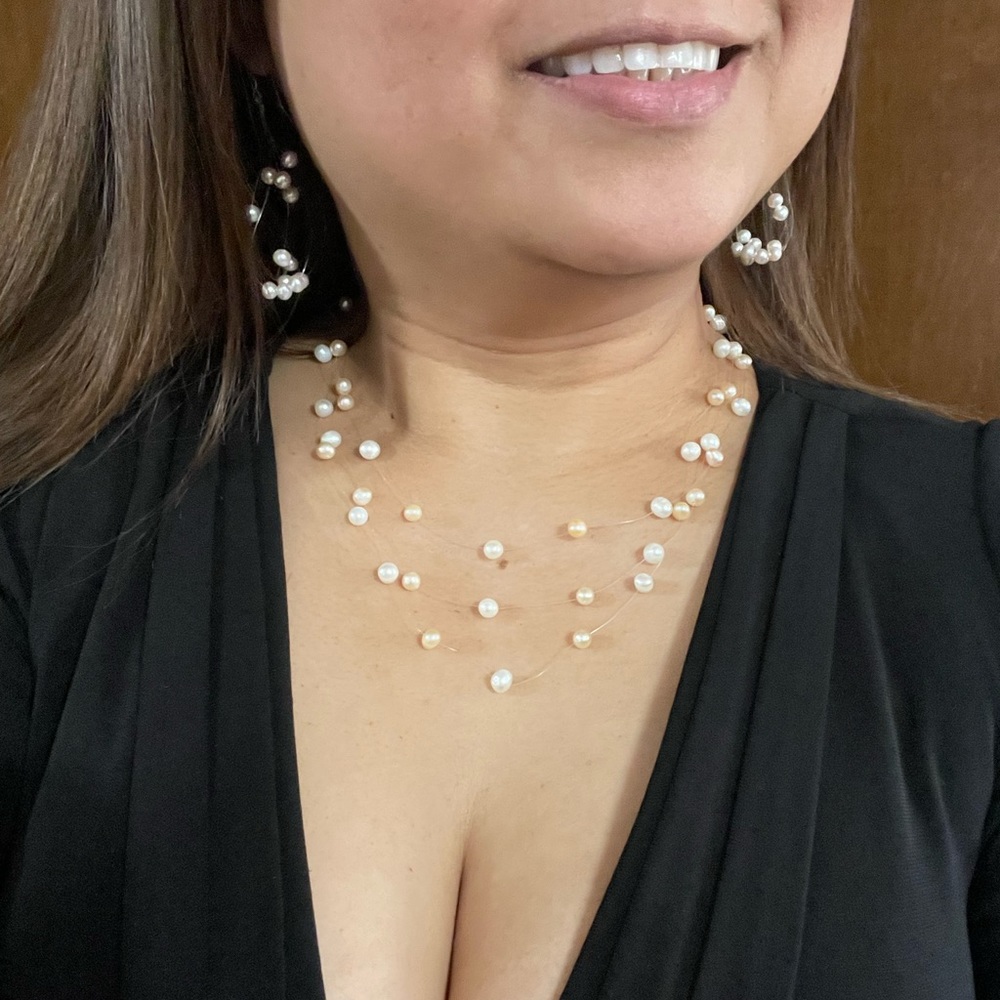 Elegant pearls necklace and earring set